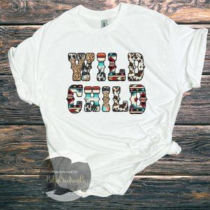 Wild Child western design relaxed fit white tee